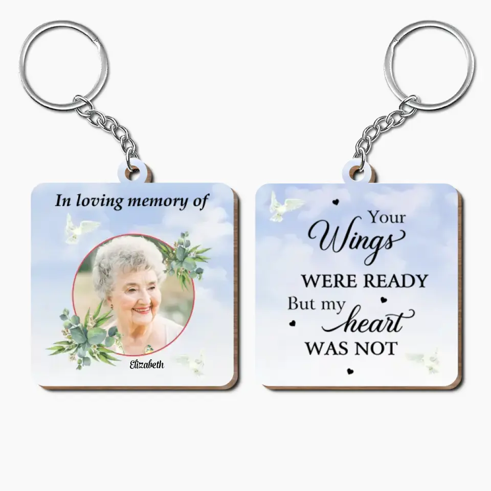 Personalized Wooden Keychain - Memorial Gift For Mom, Dad, Grandma, Grandpa, Brother, Sister - In Loving Memory ARND005
