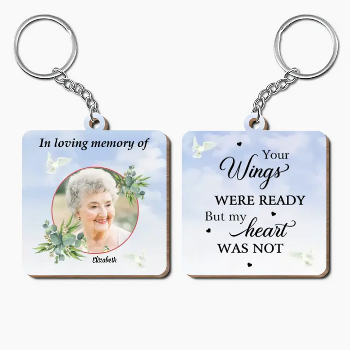 Personalized Wooden Keychain - Memorial Gift For Mom, Dad, Grandma, Grandpa, Brother, Sister - In Loving Memory ARND005