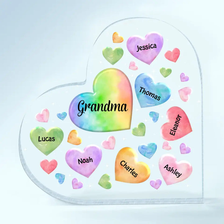 Personalized Heart-shaped Acrylic Plaque - Mother's Day, Birthday Gift For Mom, Grandma - Hearts In Heart ARND018
