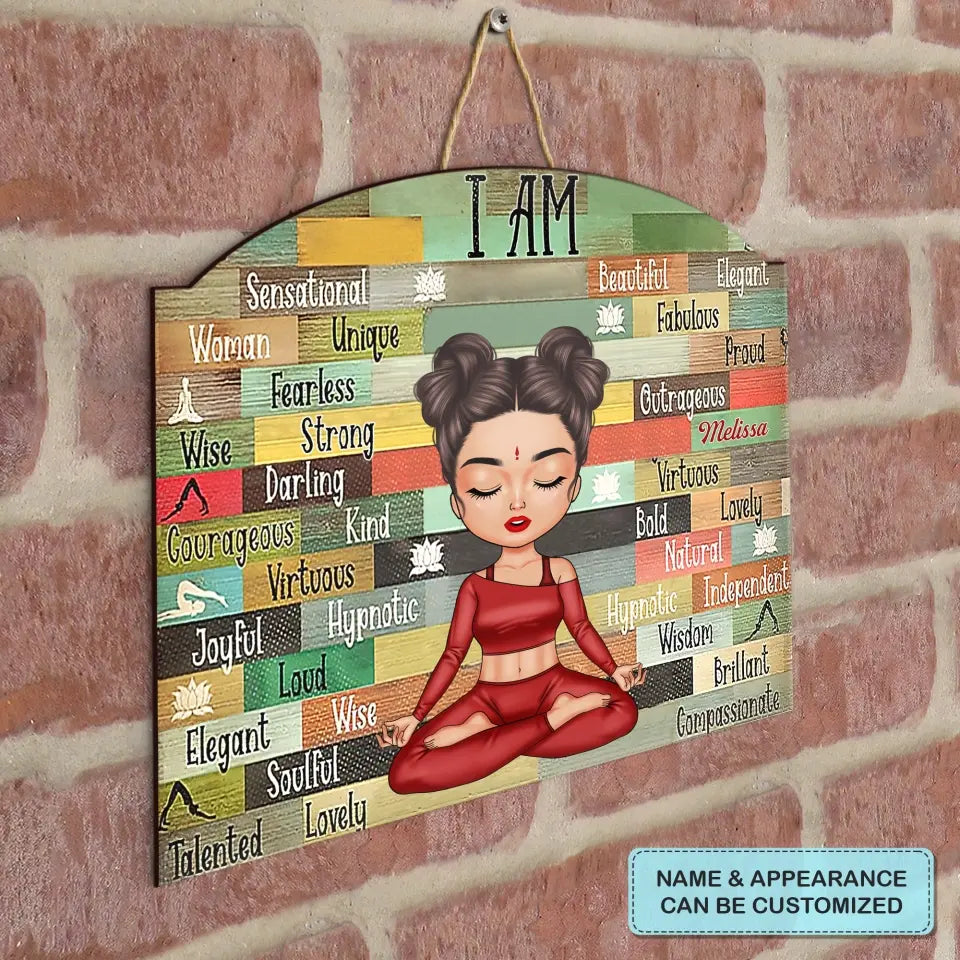 Personalized Door Sign - Birthday Gift For Yoga Lover - I Am Bold Strong Beautiful ARND018