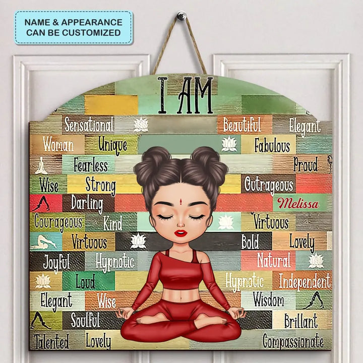 Personalized Door Sign - Birthday Gift For Yoga Lover - I Am Bold Strong Beautiful ARND018