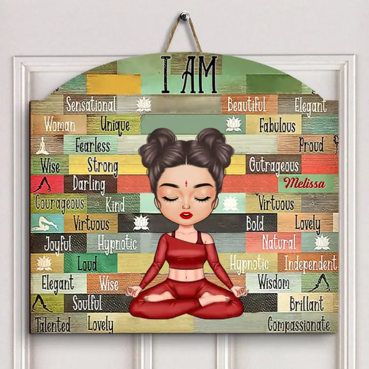 Personalized Door Sign - Birthday Gift For Yoga Lover - I Am Bold Strong Beautiful ARND018
