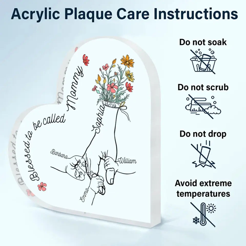 Personalized Heart-shaped Acrylic Plaque - Mother's Day, Birthday Gift For Mom, Grandma - Blessed To Be Called Mommy ARND018