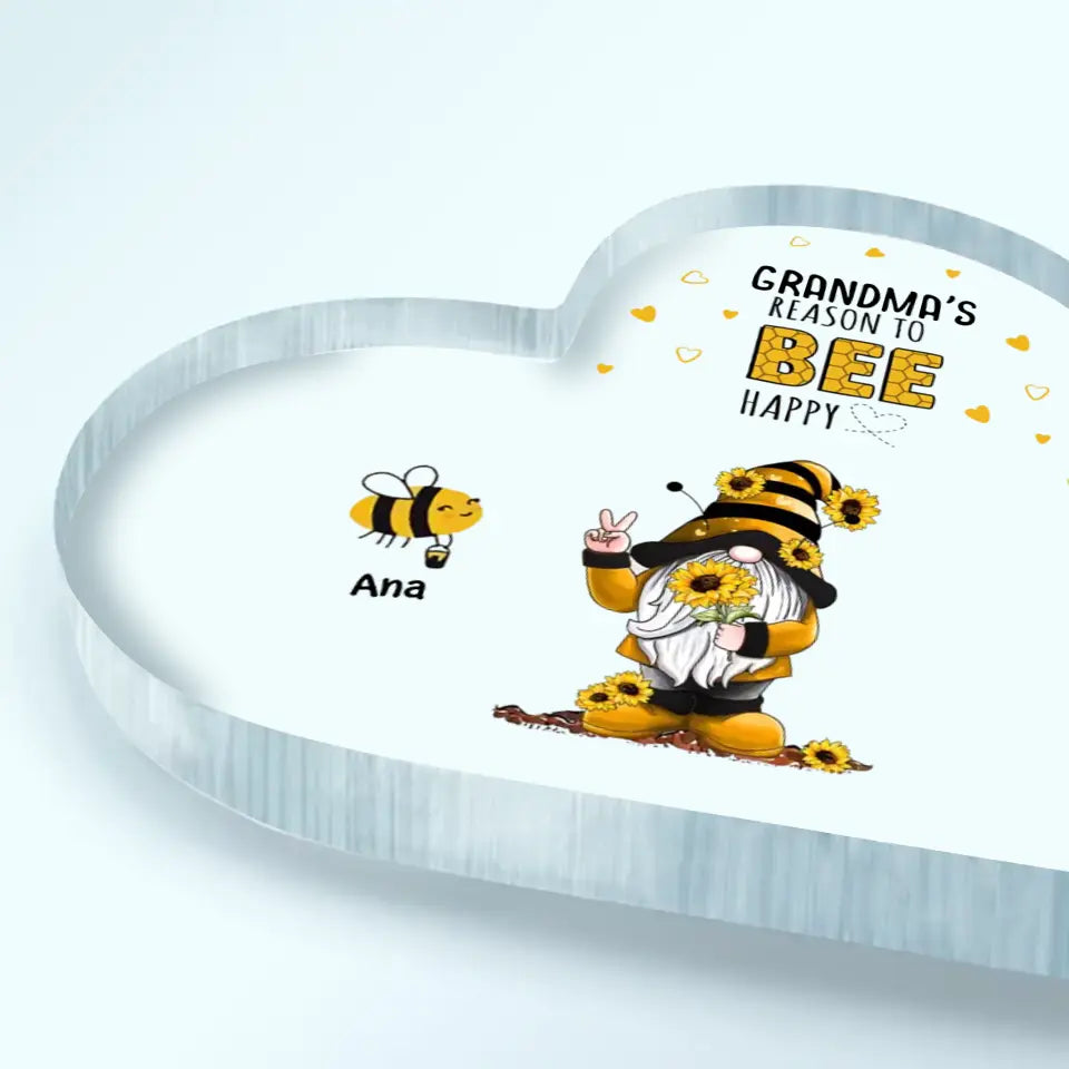 Personalized Heart-shaped Acrylic Plaque - Gift For Grandma - Grandma's Reasons To Bee Happy ARND036