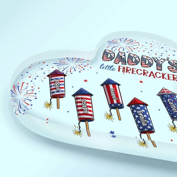 Personalized Heart-shaped Acrylic Plaque - Mother's Day, Birthday Gift For Mom & Grandma, Father's Day, Birthday Gift For Dad & Grandpa - Little Firecrackers 4th Of July ARND0014