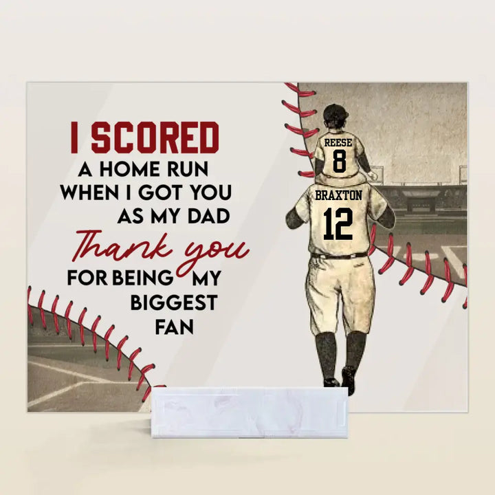 Personalized Acrylic Plaque - Father's Day, Birthday Gift For Dad, Grandpa, Baseball Lover - I Score A Home Run Baseball Dad ARND0014