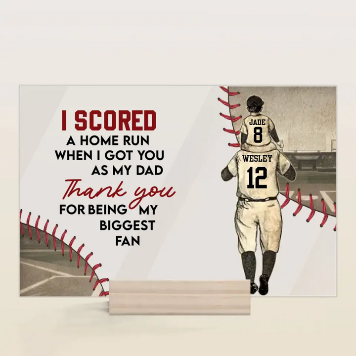 Personalized Acrylic Plaque - Father's Day, Birthday Gift For Dad, Grandpa, Baseball Lover - I Score A Home Run Baseball Dad ARND0014