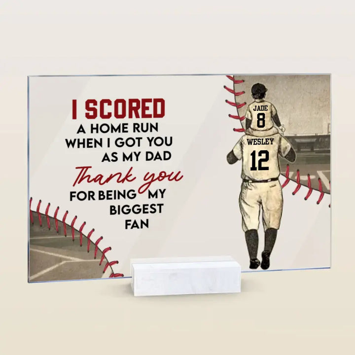 Personalized Acrylic Plaque - Father's Day, Birthday Gift For Dad, Grandpa, Baseball Lover - I Score A Home Run Baseball Dad ARND0014