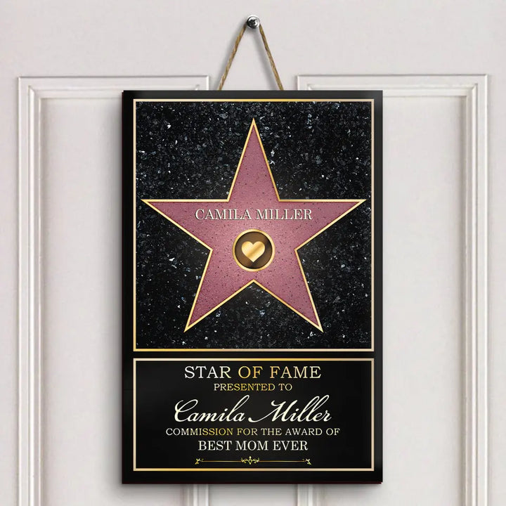 Personalized Door Sign - Mother's Day, Father's Day Gift, Birthday Gift For Mom, Grandma, Dad, Grandpa - Star Of Fame ARND0014