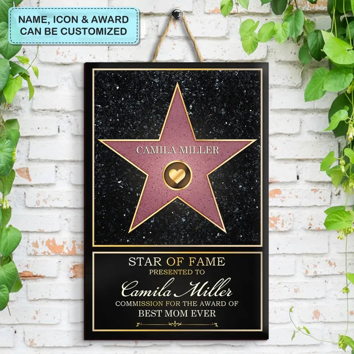 Personalized Door Sign - Mother's Day, Father's Day Gift, Birthday Gift For Mom, Grandma, Dad, Grandpa - Star Of Fame ARND0014