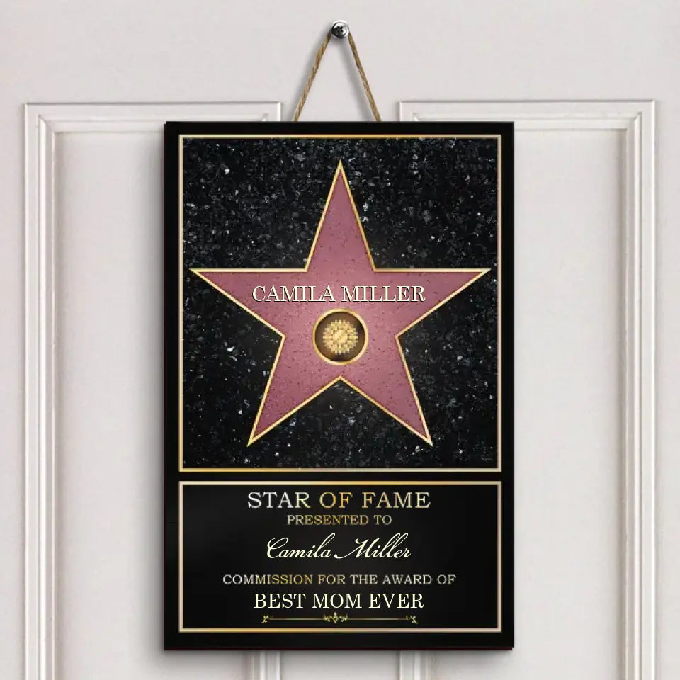 Personalized Door Sign - Mother's Day, Father's Day Gift, Birthday Gift For Mom, Grandma, Dad, Grandpa - Star Of Fame ARND0014