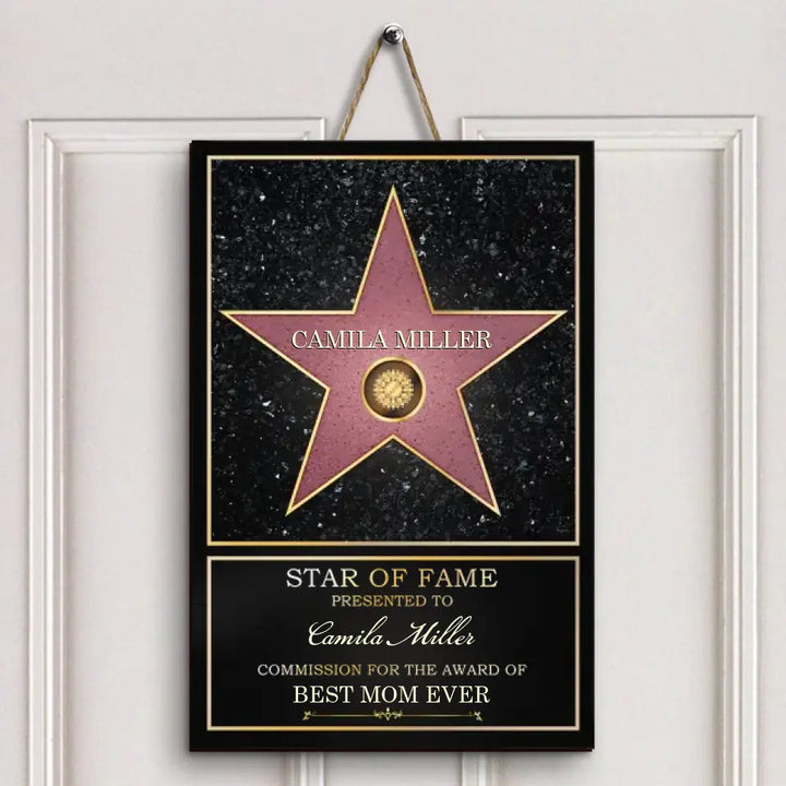 Personalized Door Sign - Mother's Day, Father's Day Gift, Birthday Gift For Mom, Grandma, Dad, Grandpa - Star Of Fame ARND0014