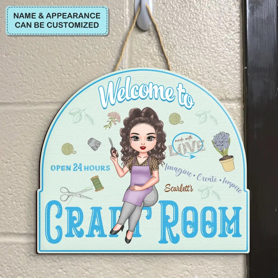 Personalized Door Sign - Birthday Gift For Craft Lover, Craft Girl - Welcome To My Craft Room ARND018