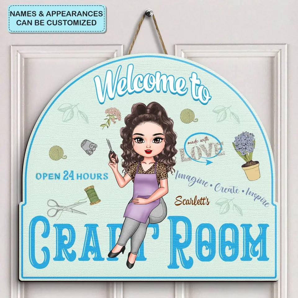 Personalized Door Sign - Birthday Gift For Craft Lover, Craft Girl - Welcome To My Craft Room ARND018
