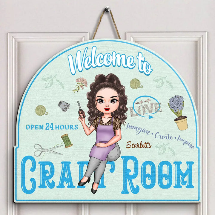 Personalized Door Sign - Birthday Gift For Craft Lover, Craft Girl - Welcome To My Craft Room ARND018