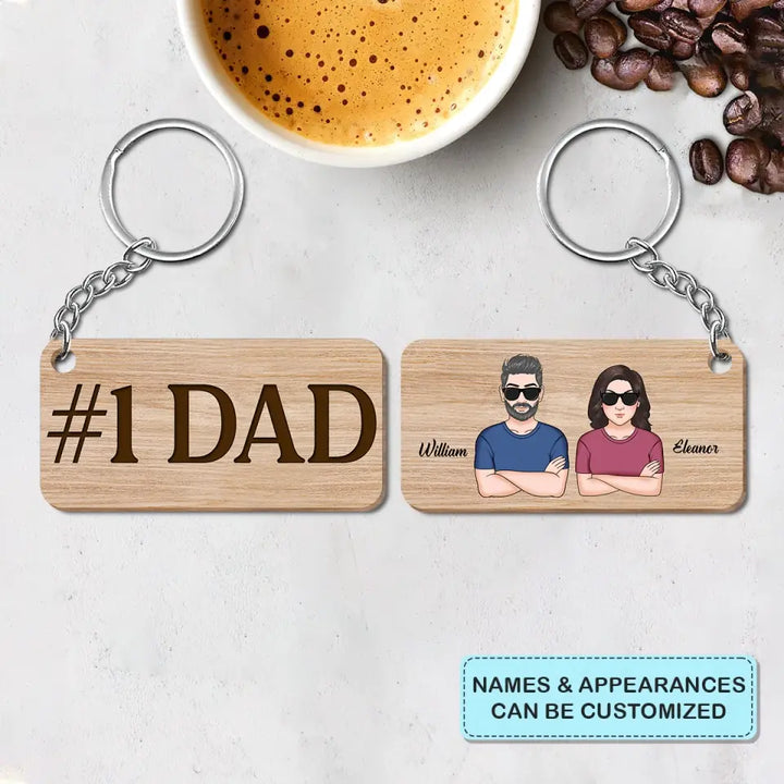 Personalized Wooden Keychain - Father's Day, Birthday Gift For Dad, Grandpa - #1 Dad ARND005