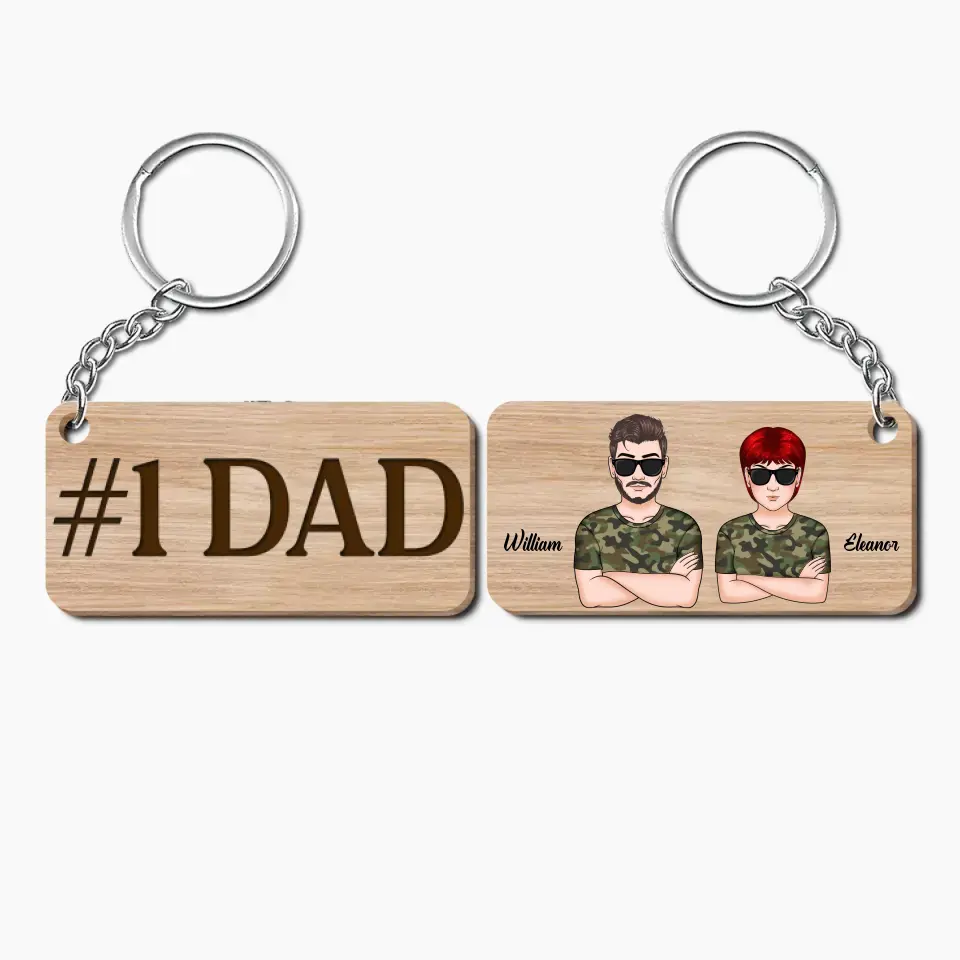 Personalized Wooden Keychain - Father's Day, Birthday Gift For Dad, Grandpa - #1 Dad ARND005