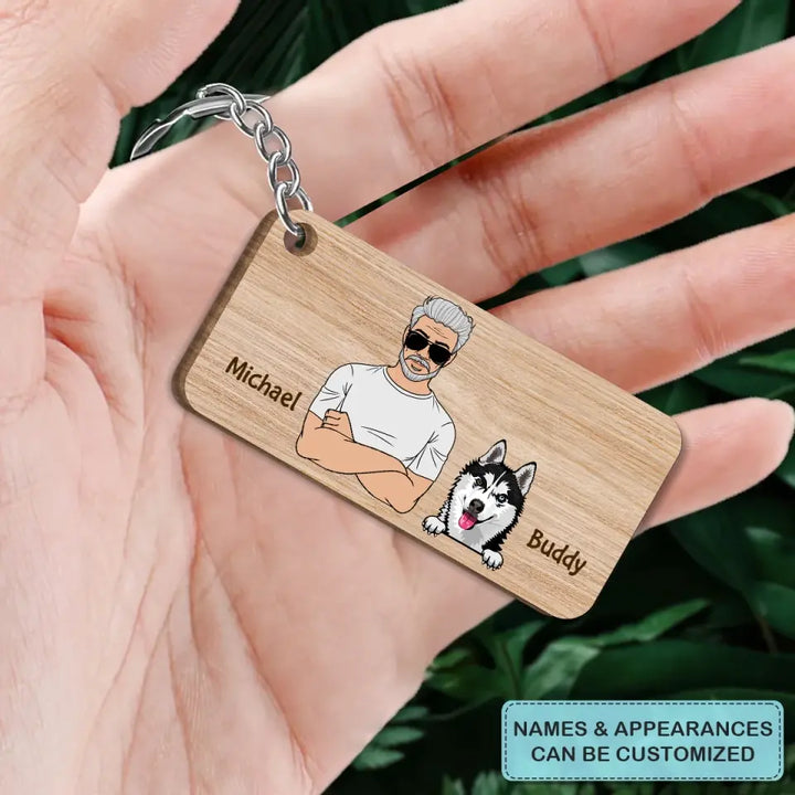 Personalized Wooden Keychain - Father's Day, Birthday Gift For Dad, Grandpa, Dog Dad, Dog Parents, Dog Lover - Best Dog Dad Ever ARND005