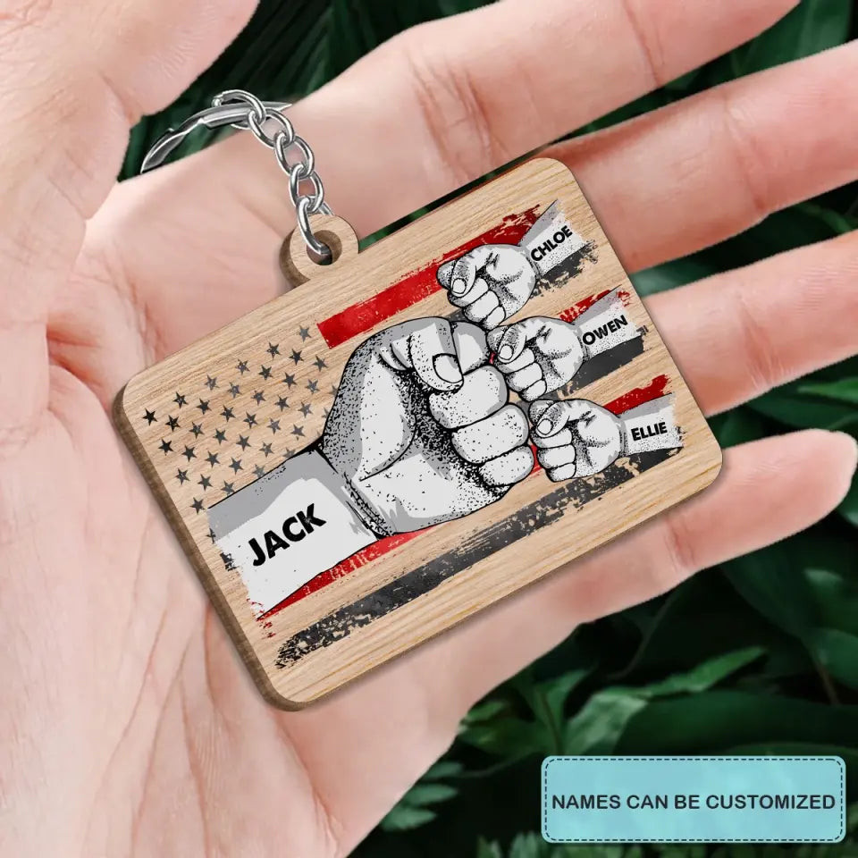 Personalized Wooden Keychain - Father's Day, Birthday Gift For Dad, Grandpa - First Time Daddy ARND036