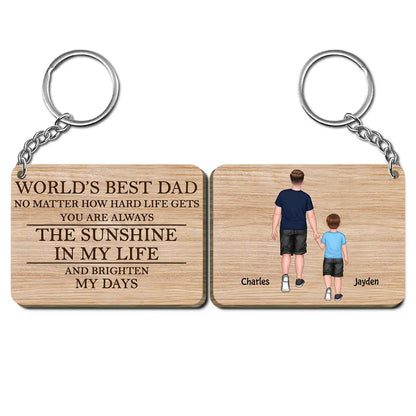 Personalized Wooden Keychain - Father's Day, Birthday Gift For Dad, Grandpa - World's Best Dad ARND018