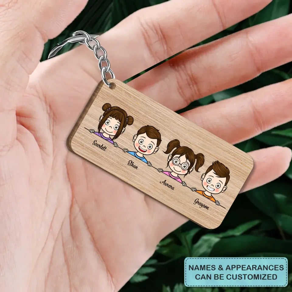 Personalized Wooden Keychain - Father's Day, Birthday Gift For Dad - We Love You Daddy ARND036