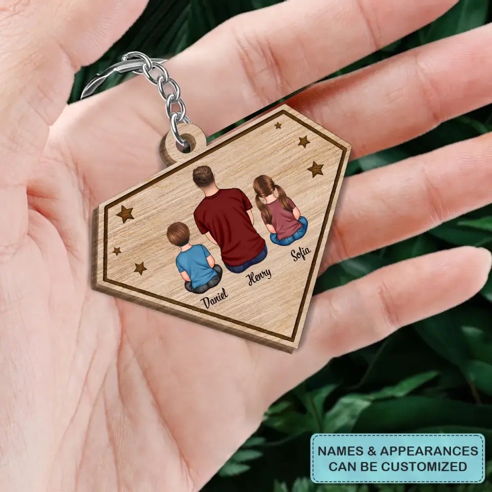 Personalized Wooden Keychain - Father's Day, Birthday Gift For Dad, Grandpa - We Need You Here With Us ARND0014