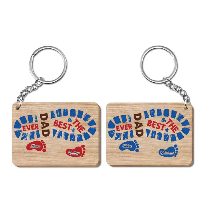 Personalized Wooden Keychain - Father's Day, Birthday Gift For Dad, Grandpa - The Best Dad Ever ARND036