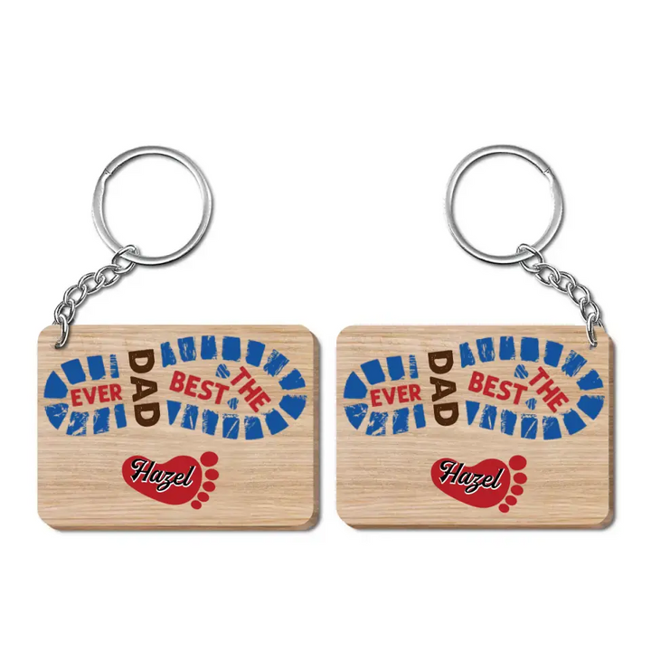Personalized Wooden Keychain - Father's Day, Birthday Gift For Dad, Grandpa - The Best Dad Ever ARND036