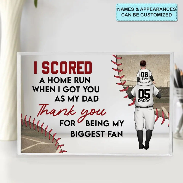 Personalized Rectangle Acrylic Plaque - Father's Day, Birthday Gift For Dad, Grandpa - I Scored A Home Run ARND018