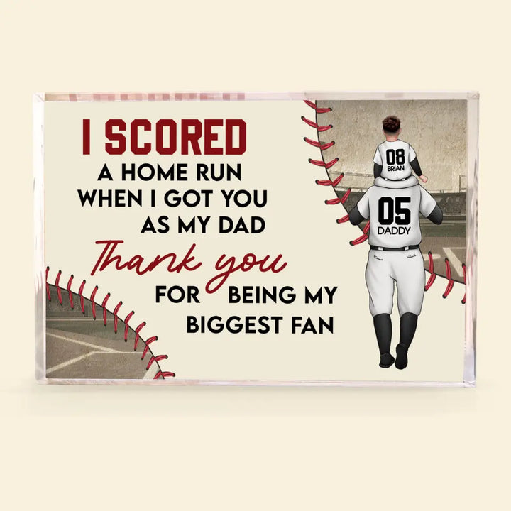 Personalized Rectangle Acrylic Plaque - Father's Day, Birthday Gift For Dad, Grandpa - I Scored A Home Run ARND018