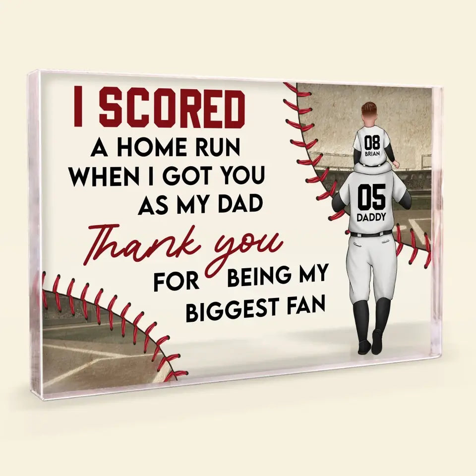 Personalized Rectangle Acrylic Plaque - Father's Day, Birthday Gift For Dad, Grandpa - I Scored A Home Run ARND018