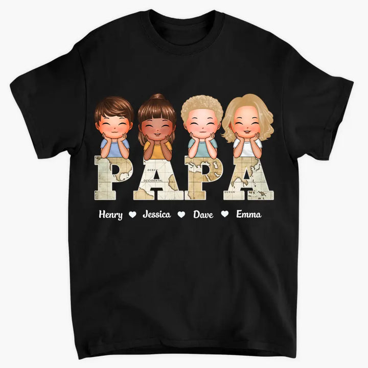 Vintage Map Papa - Custom T-shirt - Father's Day Gift