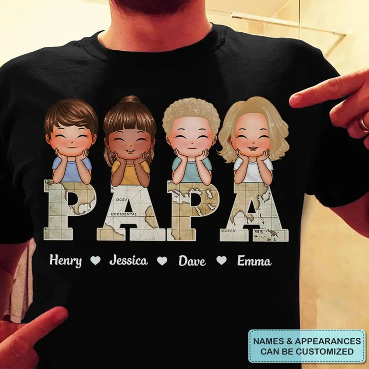 Vintage Map Papa - Custom T-shirt - Father's Day Gift