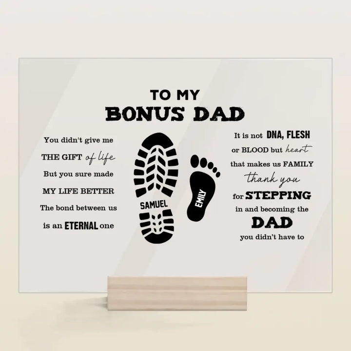 Personalized Rectangle Acrylic Plaque - Father's Day, Birthday Gift For Dad, Grandpa, Bonus Dad - To Our Bonus Dad ARND0014