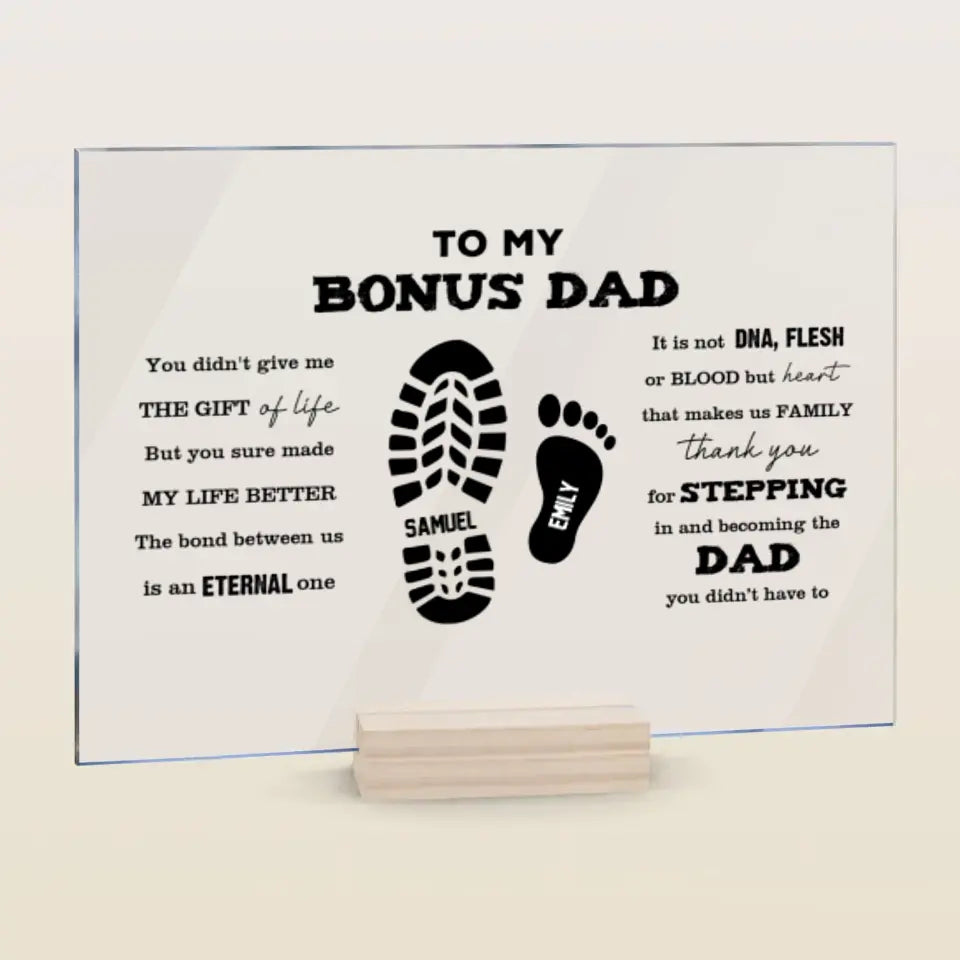 Personalized Rectangle Acrylic Plaque - Father's Day, Birthday Gift For Dad, Grandpa, Bonus Dad - To Our Bonus Dad ARND0014
