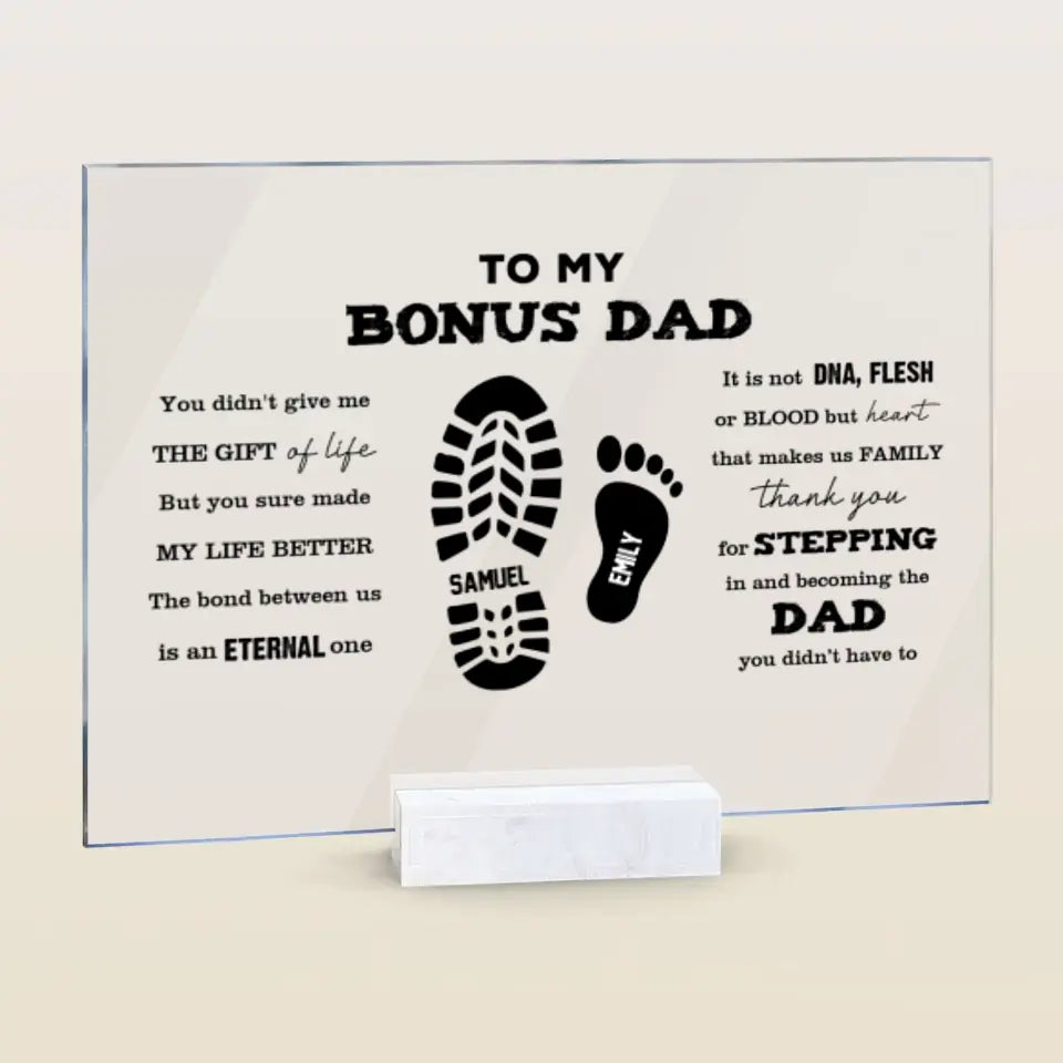 Personalized Rectangle Acrylic Plaque - Father's Day, Birthday Gift For Dad, Grandpa, Bonus Dad - To Our Bonus Dad ARND0014