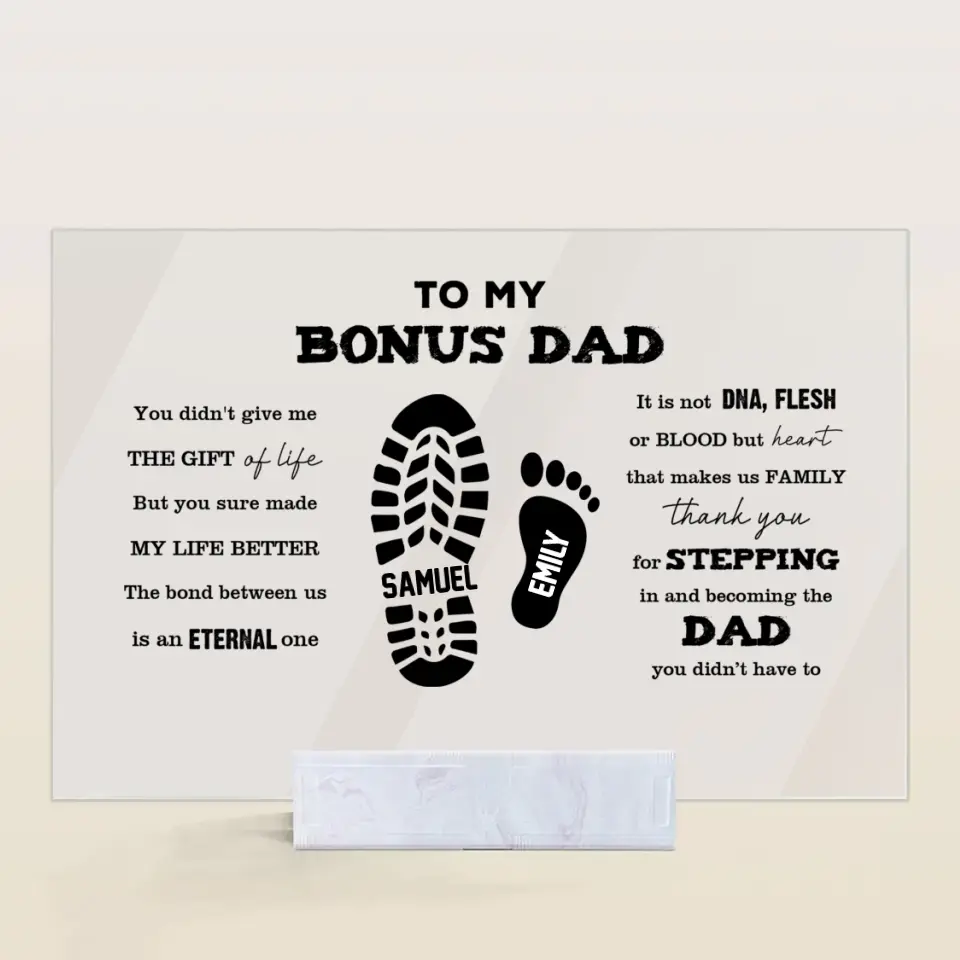 Personalized Rectangle Acrylic Plaque - Father's Day, Birthday Gift For Dad, Grandpa, Bonus Dad - To Our Bonus Dad ARND0014