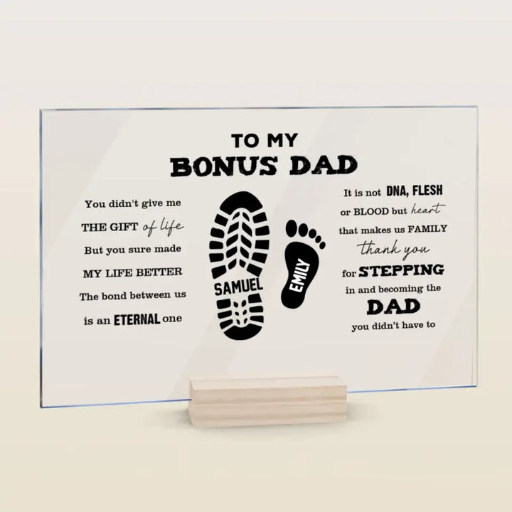 Personalized Rectangle Acrylic Plaque - Father's Day, Birthday Gift For Dad, Grandpa, Bonus Dad - To Our Bonus Dad ARND0014