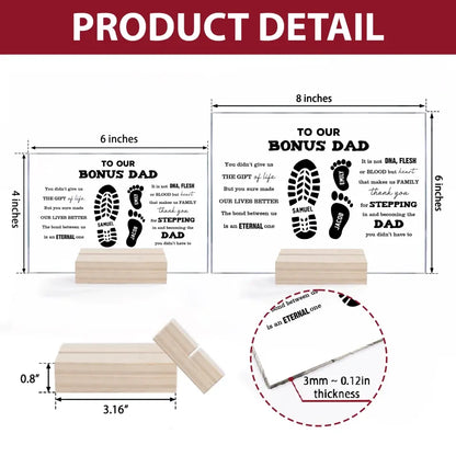 Personalized Rectangle Acrylic Plaque - Father's Day, Birthday Gift For Dad, Grandpa, Bonus Dad - To Our Bonus Dad ARND0014