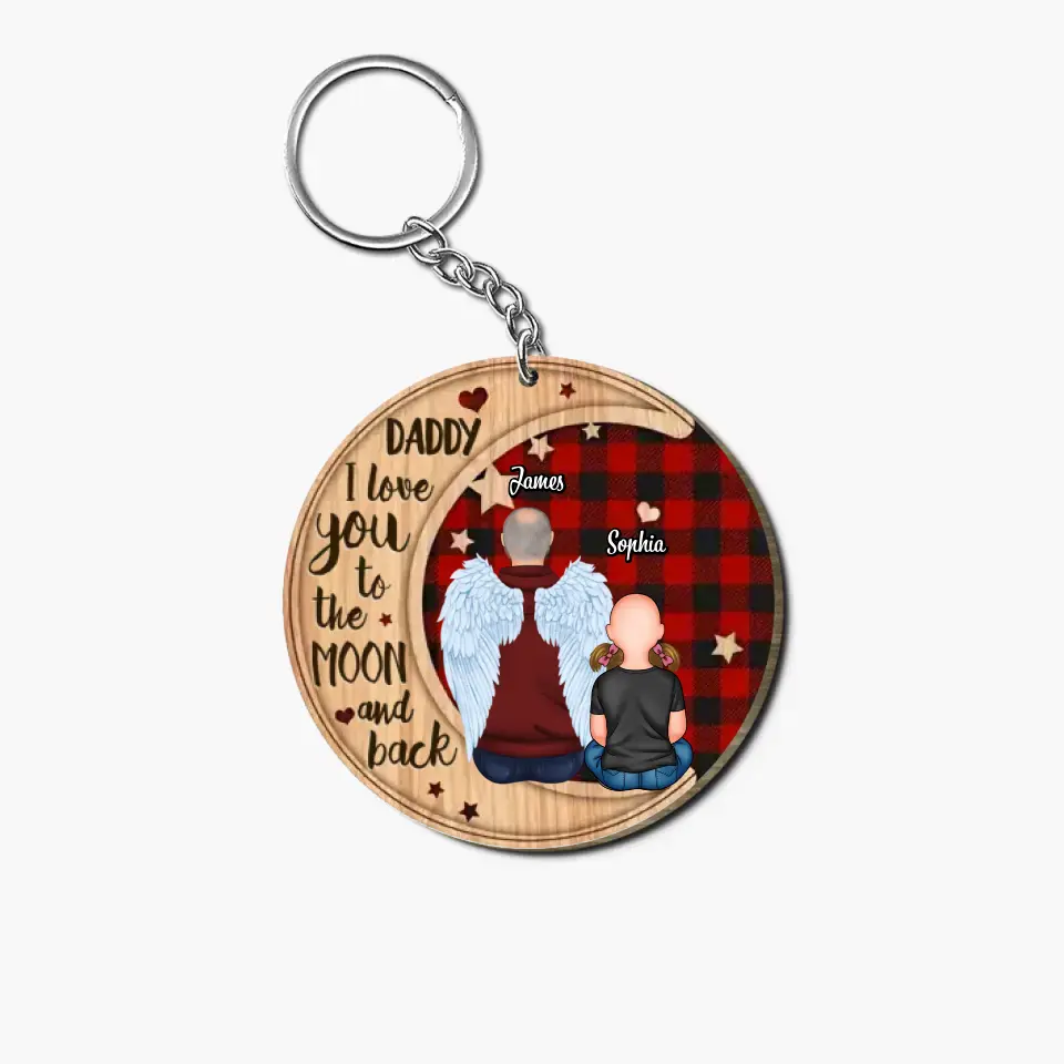 Personalized Wooden Keychain - Father's Day, Birthday Gift For Dad, Grandpa - We Love You To The Moon And Back ARND0014