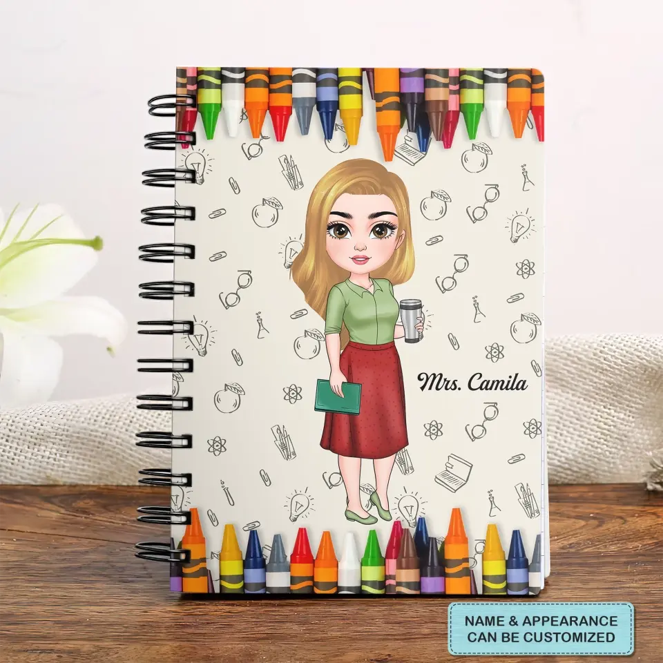 Personalized Spiral Journal - Teacher's Day, Birthday Gift For Teacher - Teach Love Inspire ARND018