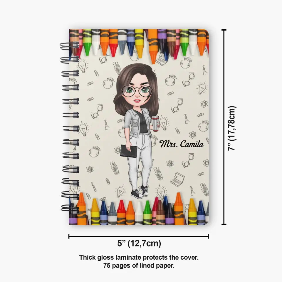 Personalized Spiral Journal - Teacher's Day, Birthday Gift For Teacher - Teach Love Inspire ARND018