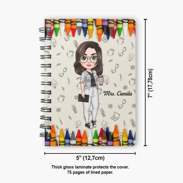 Personalized Spiral Journal - Teacher's Day, Birthday Gift For Teacher - Teach Love Inspire ARND018