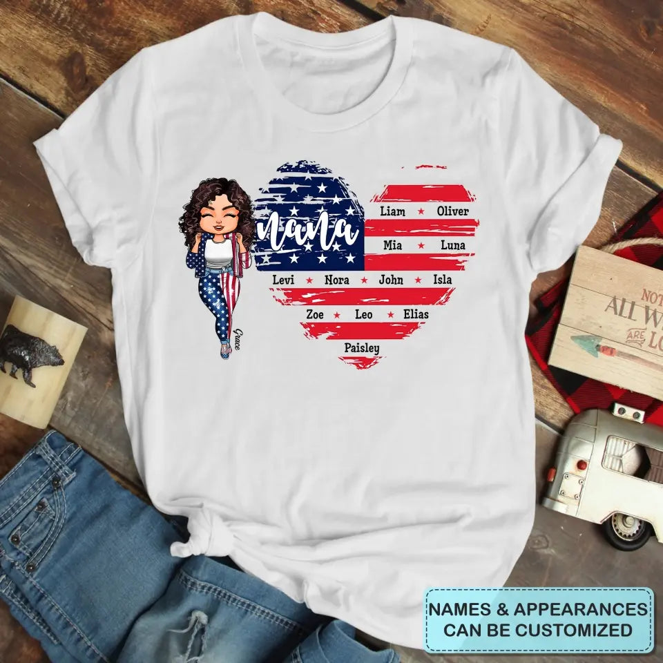 Personalized T-shirt - Mother's Day, Birthday, 4th Of July Gift For Grandma, Mom - 4th Of July Grandma ARND005
