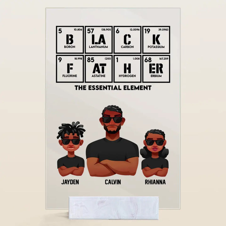 Personalized Acrylic Plaque - Father's Day, Birthday Gift For Dad, Grandpa - Black Father ARND005
