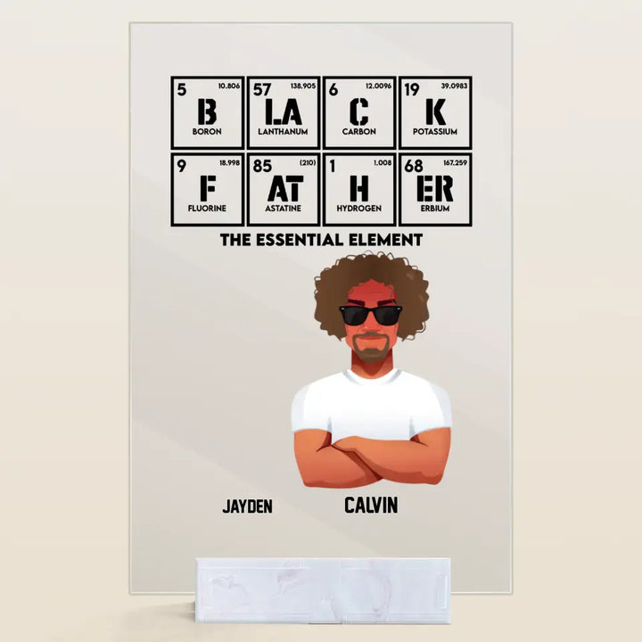 Personalized Acrylic Plaque - Father's Day, Birthday Gift For Dad, Grandpa - Black Father ARND005