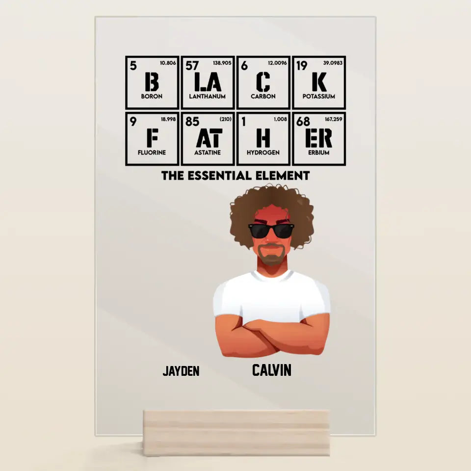 Personalized Acrylic Plaque - Father's Day, Birthday Gift For Dad, Grandpa - Black Father ARND005