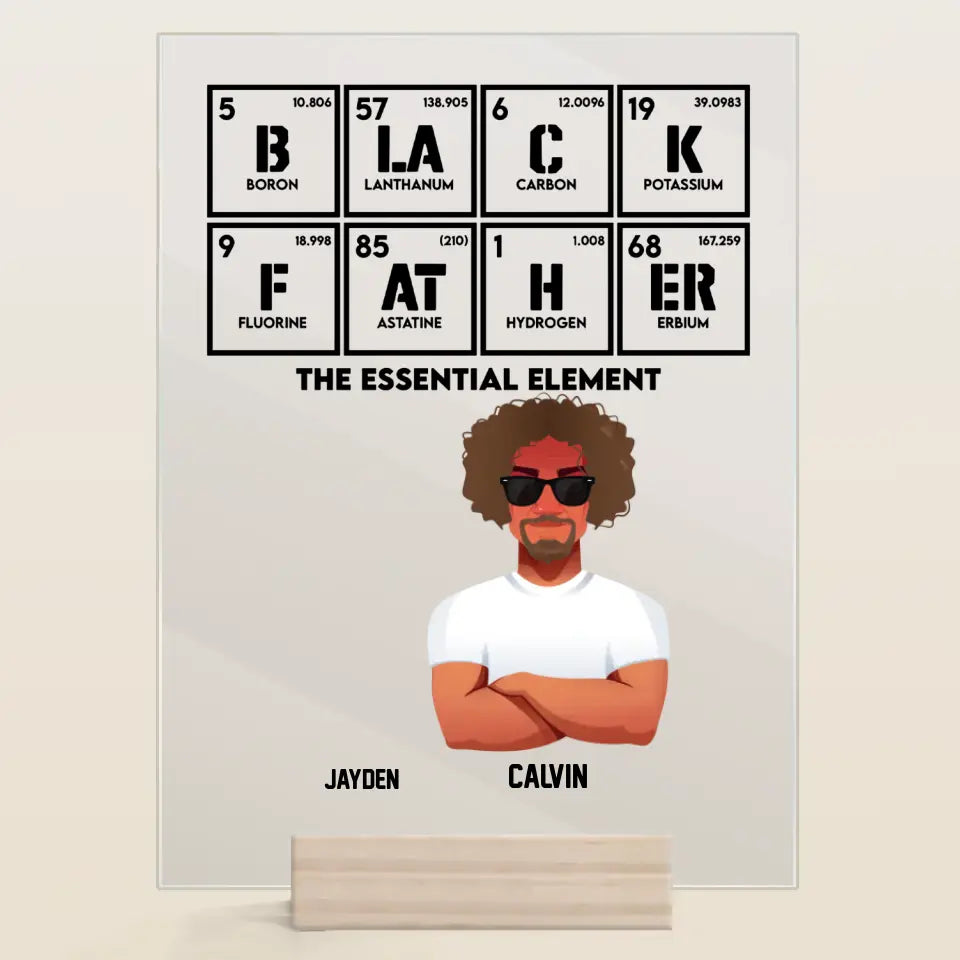 Personalized Acrylic Plaque - Father's Day, Birthday Gift For Dad, Grandpa - Black Father ARND005