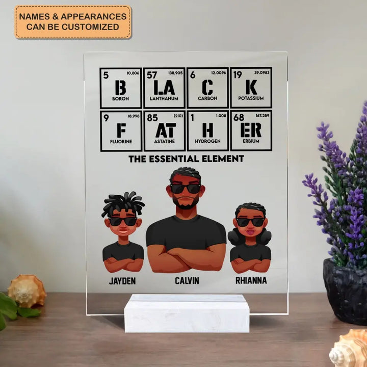 Personalized Acrylic Plaque - Father's Day, Birthday Gift For Dad, Grandpa - Black Father ARND005