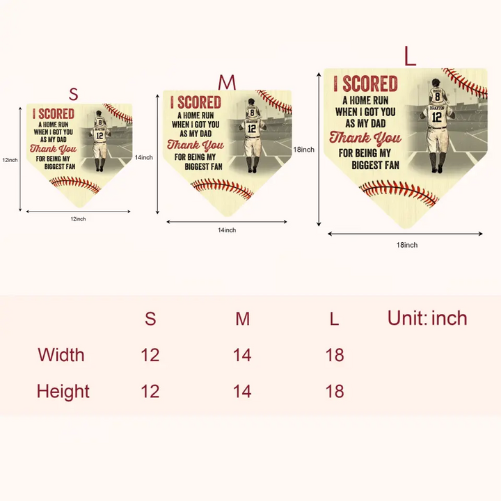 Personalized Door Sign - Father's Day, Birthday Gift For Baseball Softball Dad - We Score A Home Run ARND0014